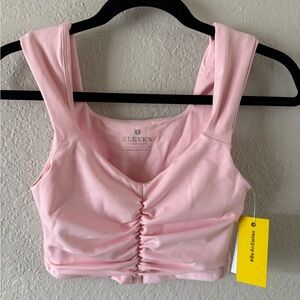 NWT EleVen Venus Williams Micro Rib Action Tank Pastel Pink XS Very Cropped